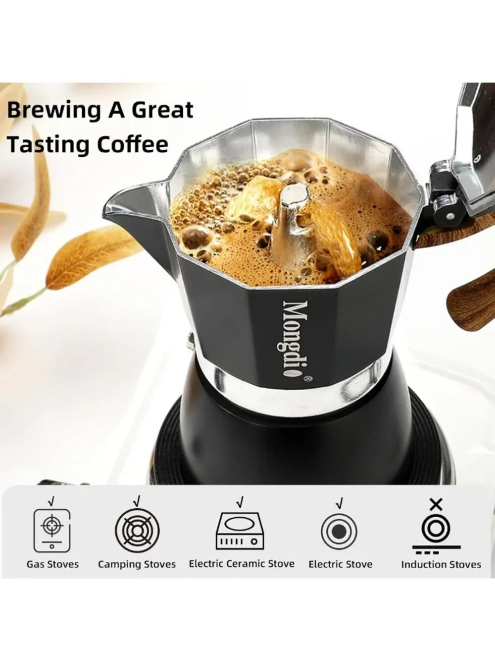 Stovetop Espresso Maker Moka Pot - 6 Cup Cuban Coffee Brewer, Italian Percolator